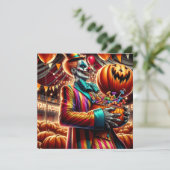 怖いピエロとジャックO'ランタンハロウィーン 招待状 (スタンド正面)