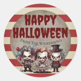 怖いピエロのハロウィンカーニバル ラウンドシール