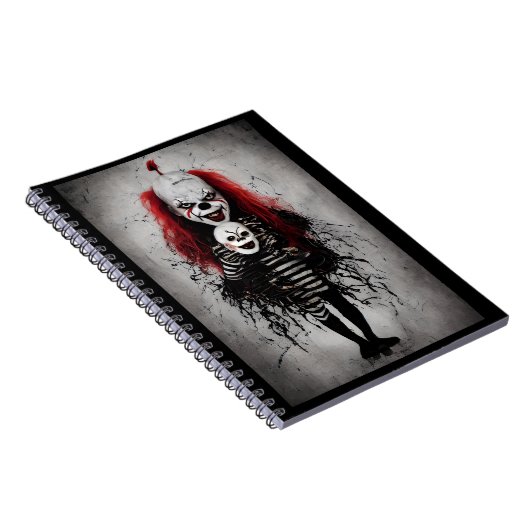 怖いピエロの頭を持つ悪ピエロの子 ノートブック (右側)