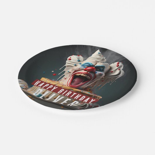 怖いピエロをテーマにした誕生日 ペーパープレート (アングル)