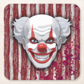 怖いピエロカーニバルハロウィーン スクエアペーパーコースター (正面)