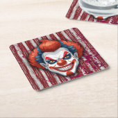 怖いピエロカーニバルハロウィーン スクエアペーパーコースター (アングル)