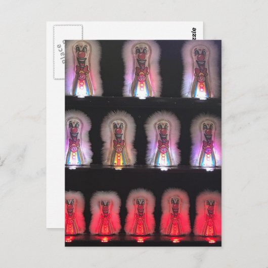 怖いピエロカーニバルボードウォークアーケードゲームの写真 ポストカード (正面/裏面)