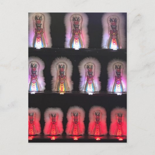 怖いピエロカーニバルボードウォークアーケードゲームの写真 ポストカード (正面)