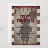 怖いピエロシャドー怖いカーニバルハローウィンパーティ 招待状 (正面)