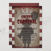 怖いピエロシャドー怖いカーニバルハローウィンパーティ 招待状 (正面/裏面)