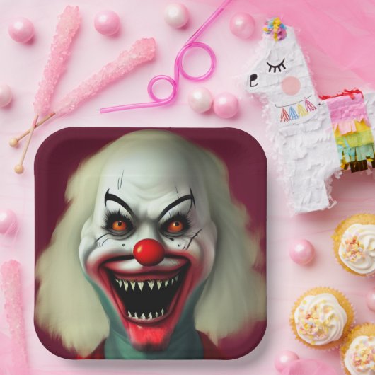 怖いピエロホラーポートレート醜いモンスターハロウィーン ペーパープレート (パーティー)