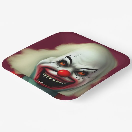 怖いピエロホラーポートレート醜いモンスターハロウィーン ペーパープレート (傾斜あり)