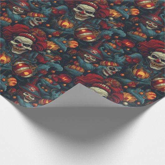 怖いピエロ不気味なギフトラップホラーサーカスピエロ ラッピングペーパー (角)