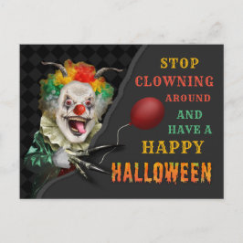 怖いピエロ不気味なサーカスのハロウィンジおもしろいョーク ポストカード