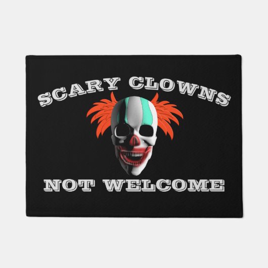 怖いピエロ歓迎されないおもしろいハロウィーンフォーマット ドアマット (正面)