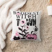 怖いピンクの町ハロウィーンで最も悪い魔女 クッション (ブランケット)