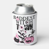 怖いピンクの町ハロウィーンで最も悪い魔女 缶クーラー (缶正面)