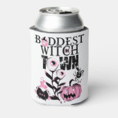 怖いピンクの町ハロウィーンで最も悪い魔女 缶クーラー (缶裏面)