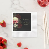 怖いフローラダークラグジュアリーゴシックスカルハロウェディング 縁ありカクテルナプキン (インサイチュ)