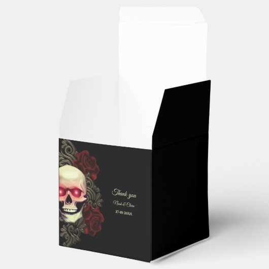 怖いフローラ濃厚なゴシックスカルハロウェディング フェイバーボックス (オープン)