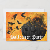 怖いブラックカボチャとこうもりハローウィンパーティ 招待状 (正面)