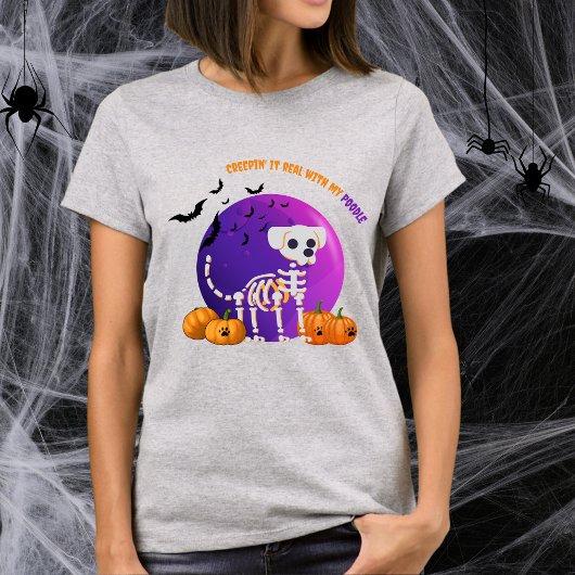 怖いプードルハロウィンフルムーンTシャツ Tシャツ