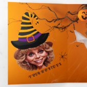 怖いベネチアンハロウィーンの風刺画パーティー 三つ折り招待状 (内部最初)