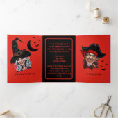 怖いベネチアンハロウィーンの風刺画パーティー 三つ折り招待状 (内部)