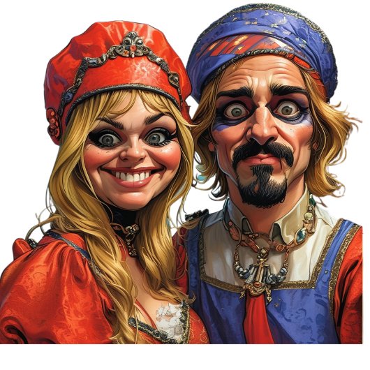 怖いベネチアンハロウィーンの風刺画パーティー 三つ折り招待状