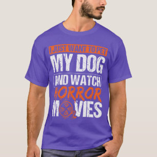 怖いペット犬とホラー映画を見る男性用W Tシャツ