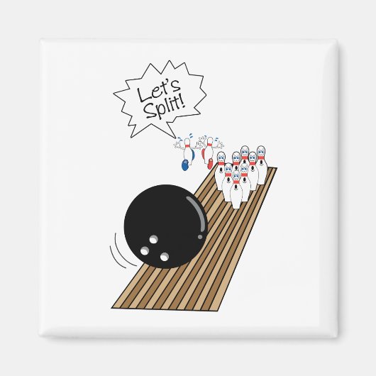 怖いボーリングピンの漫画のユーモアを分ける マグネット (正面)