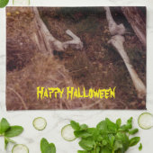怖いボーンスケルトンのハロウィーン写真のデザイン キッチンタオル (折り畳み)