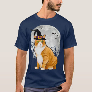 怖いマネックスキャットウィッチハットハロウィーン Tシャツ