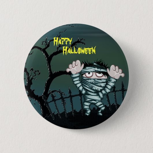 怖いミイラハッピーハローウィン 缶バッジ (正面)