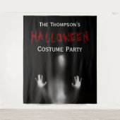 怖いモダン血ハローウィンパーティ黒い背景 タペストリー (正面)