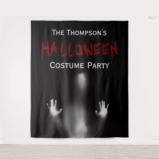 怖いモダン血ハローウィンパーティ黒い背景 タペストリー (正面)