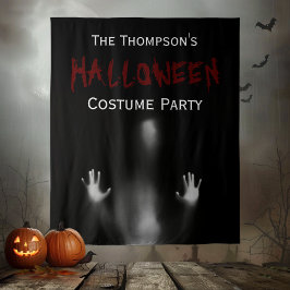 怖いモダン血ハローウィンパーティ黒い背景 タペストリー