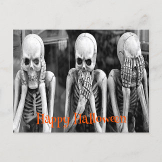 怖いユーモアのあるスケルトンのハロウィンポストカード ポストカード