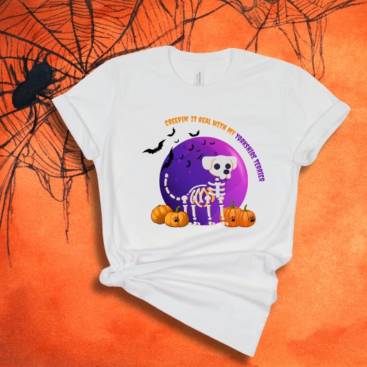 怖いヨークシャーテリアハロウィーン満月Tシャツ Tシャツ