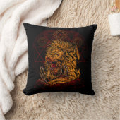 怖いライオンホラースケッチ クッション (ブランケット)