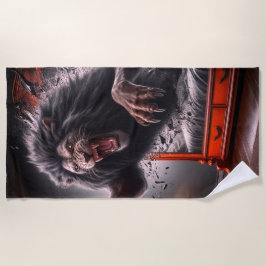 怖いライオン ビーチタオル