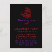 怖いレッドゴシックスカルハローウィンパーティ招待状