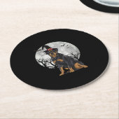 怖いロットワイラードッグ魔女ハットハロウィーン ラウンドペーパーコースター (アングル)