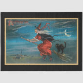 怖いヴィンテージハロウィンウィッチオンブロムスティック 薄葉紙 (正面)