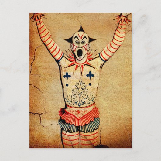 怖いヴィンテージピエロ ポストカード (正面)