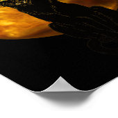 怖いヴィンテージ黒猫と魔女帽子フルムーン –  ポスター (角)