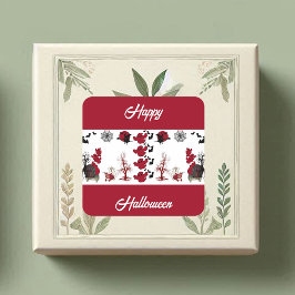 怖い不気味おもしろい幽霊たちこうもりデッドツリーハロウィーン スクエアシール