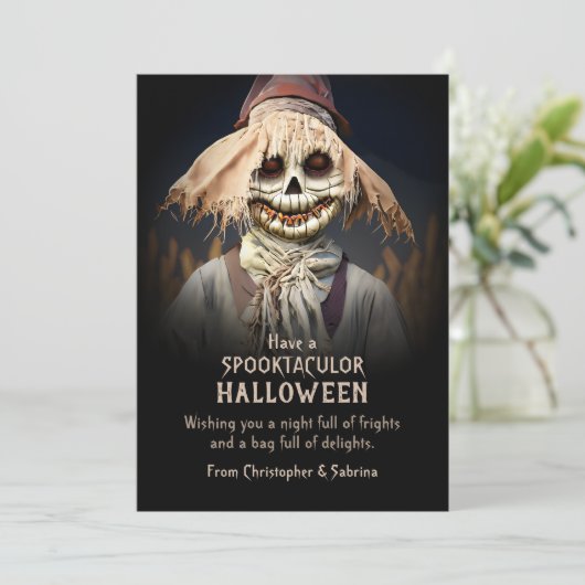 怖い不気味かかしハロウィーンの挨拶 シーズンカード (スタンド正面)