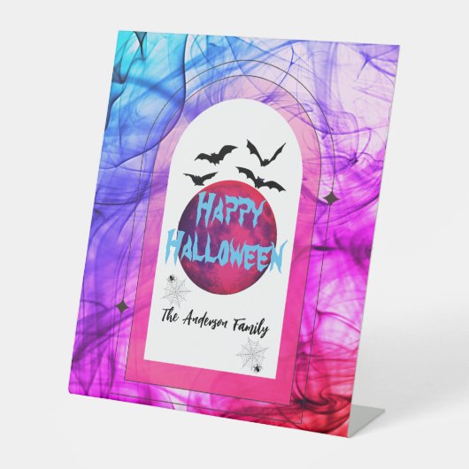 怖い不気味こうもりスパイダーモダンハッピーハローウィン 台座サイン (正面)