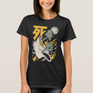 怖い不気味なアジアの日本の悪魔スカル Tシャツ
