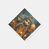 怖い不気味なハロウィーンの子供たち スタンダードカクテルナプキン (角)