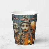 怖い不気味なハロウィーンの子供たち 紙コップ (裏面)