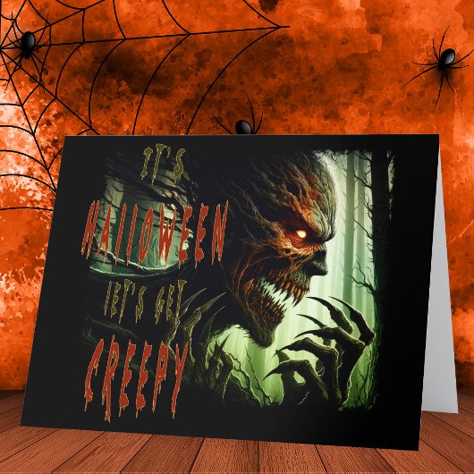 怖い不気味なホラーウッドモンスター、悪魔またはグール サンキューカード
