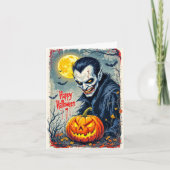 怖い不気味なヴィンテージヴァンパイアハッピーハローウィン カード (正面)